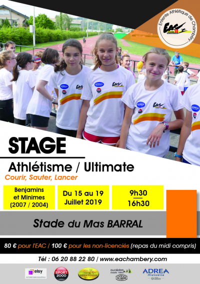 Stage Jeune - 15 au 19 Juillet - Né 2007/06/05/04